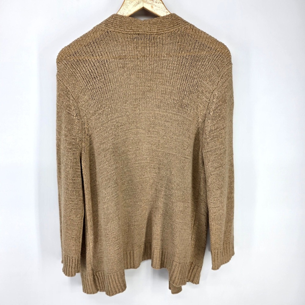 Cable & Gauge Cardigan Womens XL Tan Open Front Lightweight Knit Sweater 7710 - Picture 2 of 7